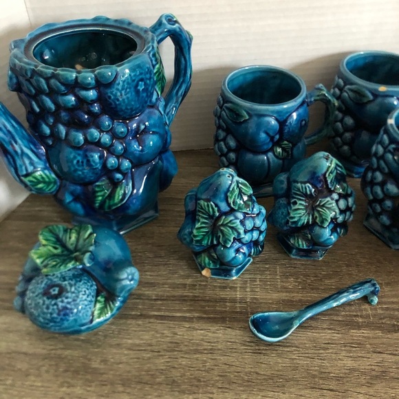 Vtg Inarco Mood Indigo Blue Dish Set - Picture 4 of 10